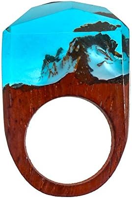 TENGZHEN Jewelry Handmade Wood Resin Rings Magical Miniature Snow Worlds Inside Ring Jewelry For Womens