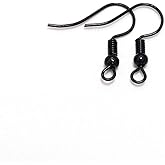 100 Pcs Black 20×17mm Earring Hooks Hypo-allergenic Ear Wires Fish Hooks with Ball and Coil Earring Wires Jewelry Findings for DIY Jewelry Making Parts Supplies