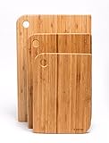 JustNile Durable Organic Moso Bamboo Chopping & Serving Boards | Set of 3 in Large Medium Small Sizes | Eco-Friendly | Anti-Bacterial | Easy to Clean