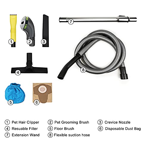 Petneces Wet and Dry Stick Vacuum Cleaner, 5.3 Gallon Handheld Hose Cat