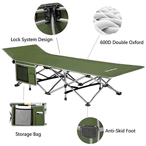 KingCamp Folding Camping Cot for Adults W/Carry Bag, Portable Sleeping