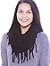 Warm Infinity Scarf in Knit Pattern withTassels Crochet Circle Scarf, Black