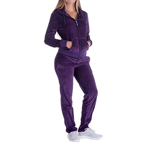 Women's 2 Piece Outfits Velvet Zip Hoodie Sweatshirt & Sweatpants Sweatsuits and Velour Tracksuit Sets Jogging Suit