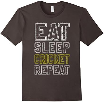 Mens Eat Sleep Cricket Repeat Funny T-shirt Medium Asphalt