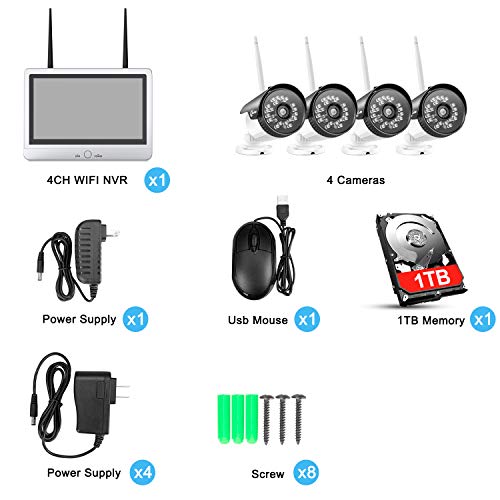 XVIM 12" Monitor Wireless Signal Security Camera System with 1TB Hard