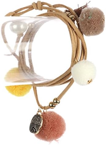 Light Colorado Topaz faux suede wraparound pompom charm bracelet Fashion Jewelry FancyCharm