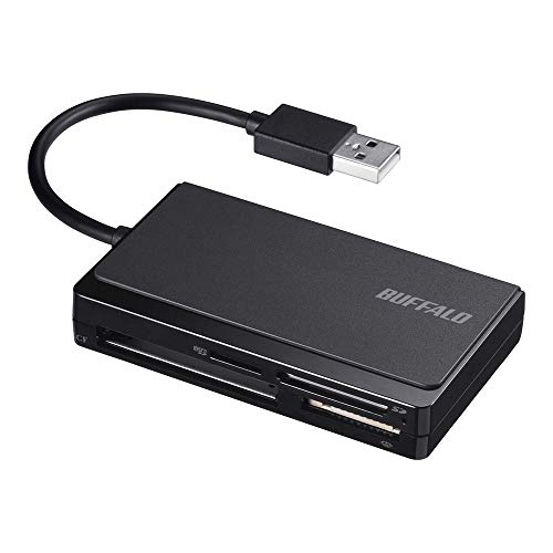 バッファロー BUFFALO USB2.0 マルチカードリーダー ケーブル収納モデル ブラック BSCR308U2BK コンパクトフラッシュ パソコン対応商品画像