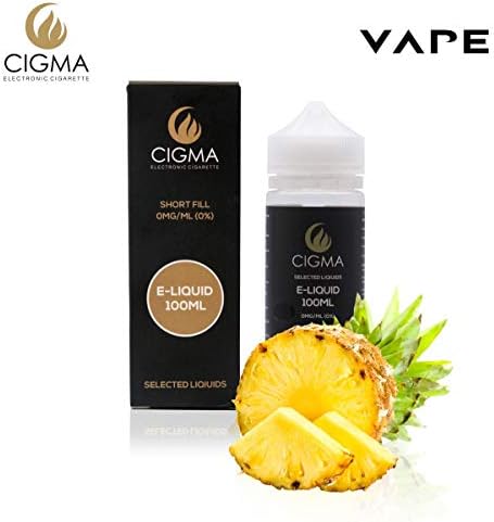 CIGMA Pineapple 100ml E Liquid 0mg | New Short Fill Bottles | Premium Quality Formula with Only High Grade Ingredients | Made for Electronic Cigarette and E Shisha | Eliquid