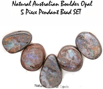 Natural Australian Opal 5 Piece Nugget Pendant Bead SET Genuine Gemstones for Jewelry Making