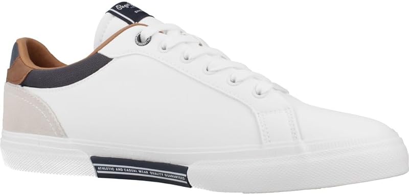 PMS30839 Zapatillas para Hombres, en Color Blanco, cómodas, Cordones y Piso de Goma Antideslizante Hombre Zapatillas Blanco 45 — foto 5 de 8