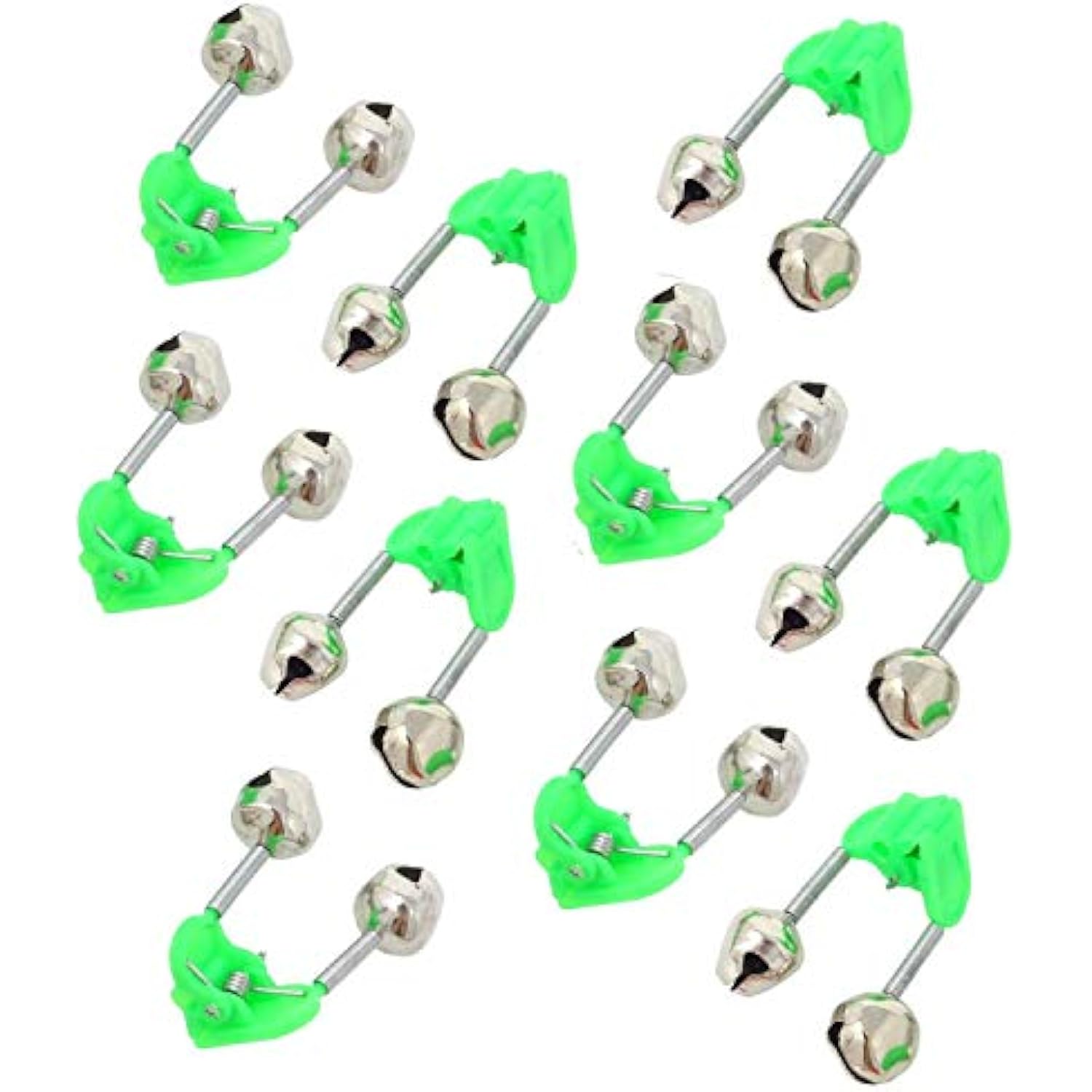 Fishing Rod Loud Bite Alarm Dual Bell 10 pack Green/Silver Fish Pole Alert  Tone | eBay