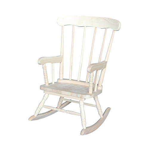 IC INTERNATIONAL CONCEPTS Juvenile Rocker, Solid Wood Child's Rocking Chair, Sturdy and Durable Furniture for Kids Room or Nursery - Unfinished