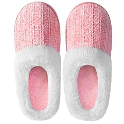 shoeslocker Slippers for Women Memory Foam Fuzzy