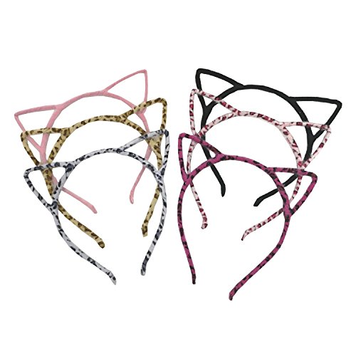 Prefer Green Terry Cat Ear Headbands Hairband for Kids Girls Women, Cute & Sexy Hair Hoop for Party and Home Decoration, Mix Color, 6 Pack