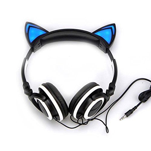 Cat ear headphones with glowing lights (black)