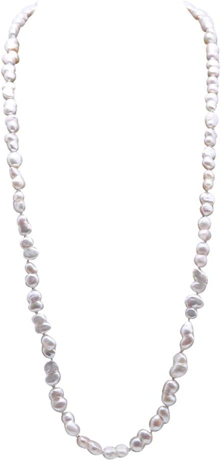 JYX PearlSingle Strand Necklace Natural Baroque White Freshwater Cultured Pearl Necklace 18 inches