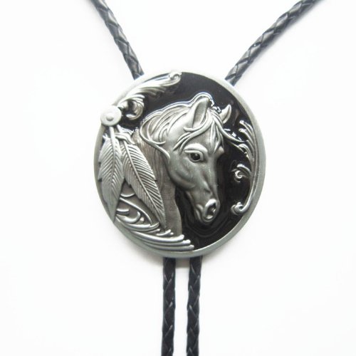 Western Native American Indian Horse Bolo Tie