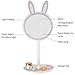 Double-Sided Lighted Makeup Mirror - Rabbit Vanity Mirror 6.7-inch Led Round Tabletop Cosmetic Mirror,7X Magnification,Touch Screen and USB Cable,16.5-inch Height