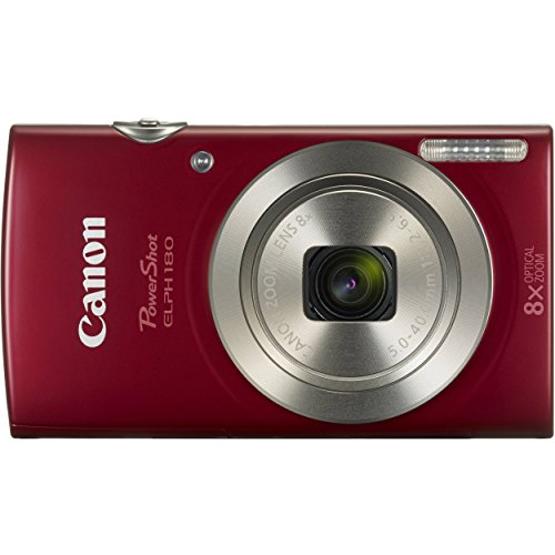 Canon PowerShot ELPH 180 Digital Camera (Red) + 16GB SDHC Memory Card + Mini Table Tripod +Protective camera case with Deluxe Cleaning Bundle