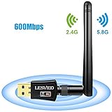 USB Wifi Adapter for Faster Wifi-Wireless adapter for Desktop and Laptop-600Mbps Dual band-USB Wifi Antenna for better,free connection, Quick install for Windows and Mac-LESVIEO USB Network Adapter
