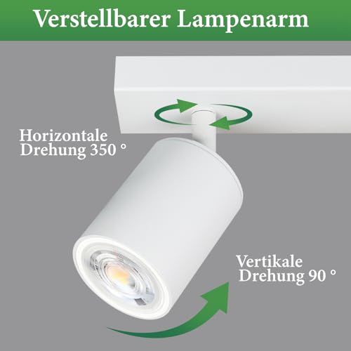 ZMH LED Ceiling Light White Ceiling Spotlight: GU10 Ceiling Light Spot 2 Flames 350° Rotating Ceiling Spotlight Modern Hallway Light Industrial Wall Spotlight Living Room Without Bulbs