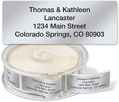 Silver Foil Rolled Address Labels with Dispenser by Colorful Images