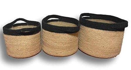 Printshoppie Handcrafted Woven Set of 3 Pots Bag Natural Jute & Cotton Plant Bag Pot Bags for All Plants Home Room Hall Decor Indoor Outdoor Plant Sack (Multi) (12X12X12 &10X10X10 & 8X8X8)