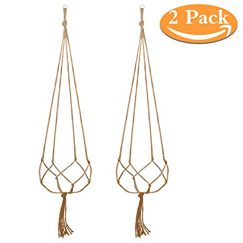 vorey 2 Pack 48 Inches Plant Hanger Flower Pot Hanger Plant Sisal fiber Rope Plant Holder for Indoor Outdoor Decorations,Strong tensile,Large Size include Ring, 4 Legs