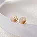 Womens 18K Rose Gold Plated Scrub Tiny Dot Stud Earrings with Gift Box