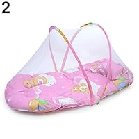 quysvnvqt Foldable Portable Infant Baby Travel Mosquito Net Crib Bed Tent with Pillow for Home Use - Pink