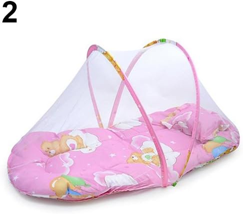 Zconmotarich Foldable Portable Infant Baby Travel Mosquito Net Crib Bed Tent with Pillow Pink