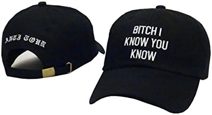 Rihanna anti tour Unisex Cotton Cap Adjustable Baseball Hats Black 1 One Size