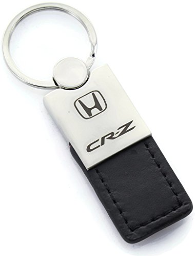 Honda CRZ Black Leather Chrome Car Fob Key Chain Ring