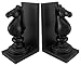 Bellaa 29752 Bookends Pair Horse Knight Chess Brown Black Polystone 7 Inch