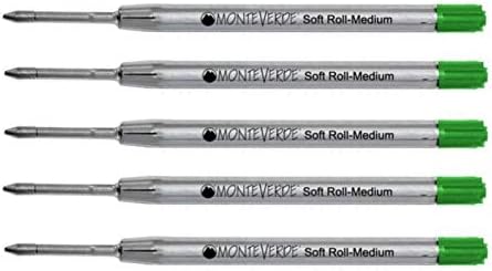 5 - Monteverde P13 Ballpoint Pen Refills to Fit Parker Ballpoint Pens, Medium Point, Bulk Packed (Green)