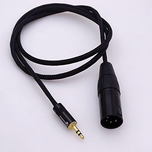 GAGACOCC 1meter Black Nylon Sleeve 4 cores Silver Plated Wires 3.5mm Male to 4-pin XLR Male Balanced Audio Cable Headphone Extension Cable (1meter)