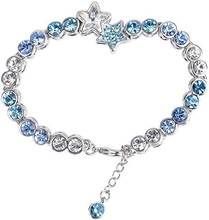 LETS MEETi Ocean Star Swarovski Element Crystal Alloy Plated Platinum Adjustable Link Bracelet for Women