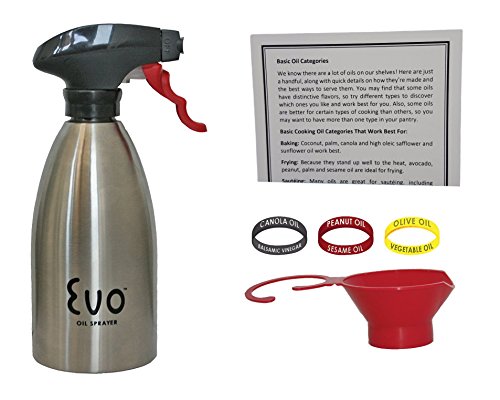 Evo stainless steel oil sprayer, 16 ounce refillable non aerosol …