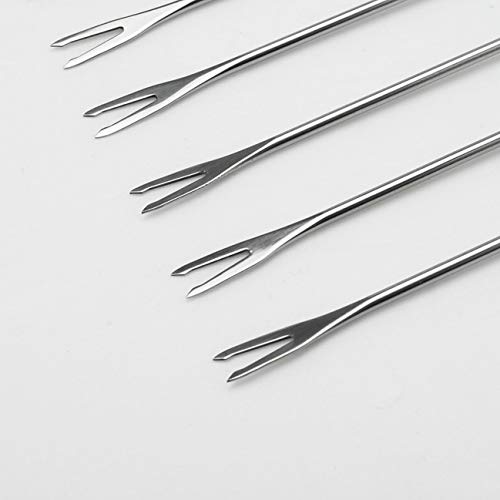 Xigeapg Stainless Steel Fondue Fork Fruit Chocolate Fountain Cheese Forks with Heat Resistant Handle Set of 12 (Random Color)