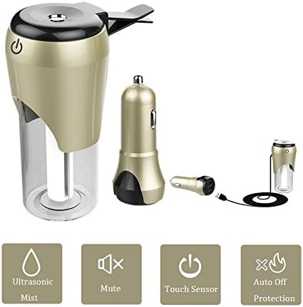 TopYart Car Diffuser Mini Car Diffuser Essential Oils Vent Clip Cool Mist with Fresh Purification Function, 50ML Ultra Compact Travel Size, with Dual USB charger for Car,Home, Office
