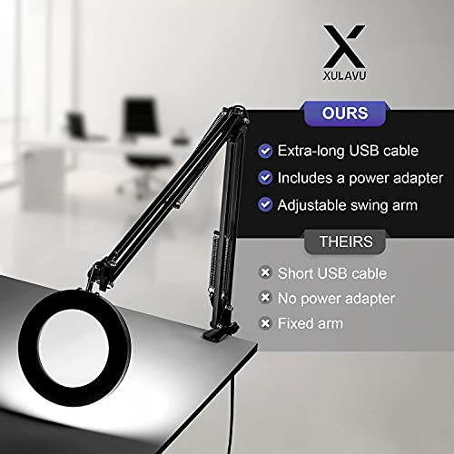 Xulavu LED Magnifying Lamp Desktop Lighted Magnifier Lamp with Extra
