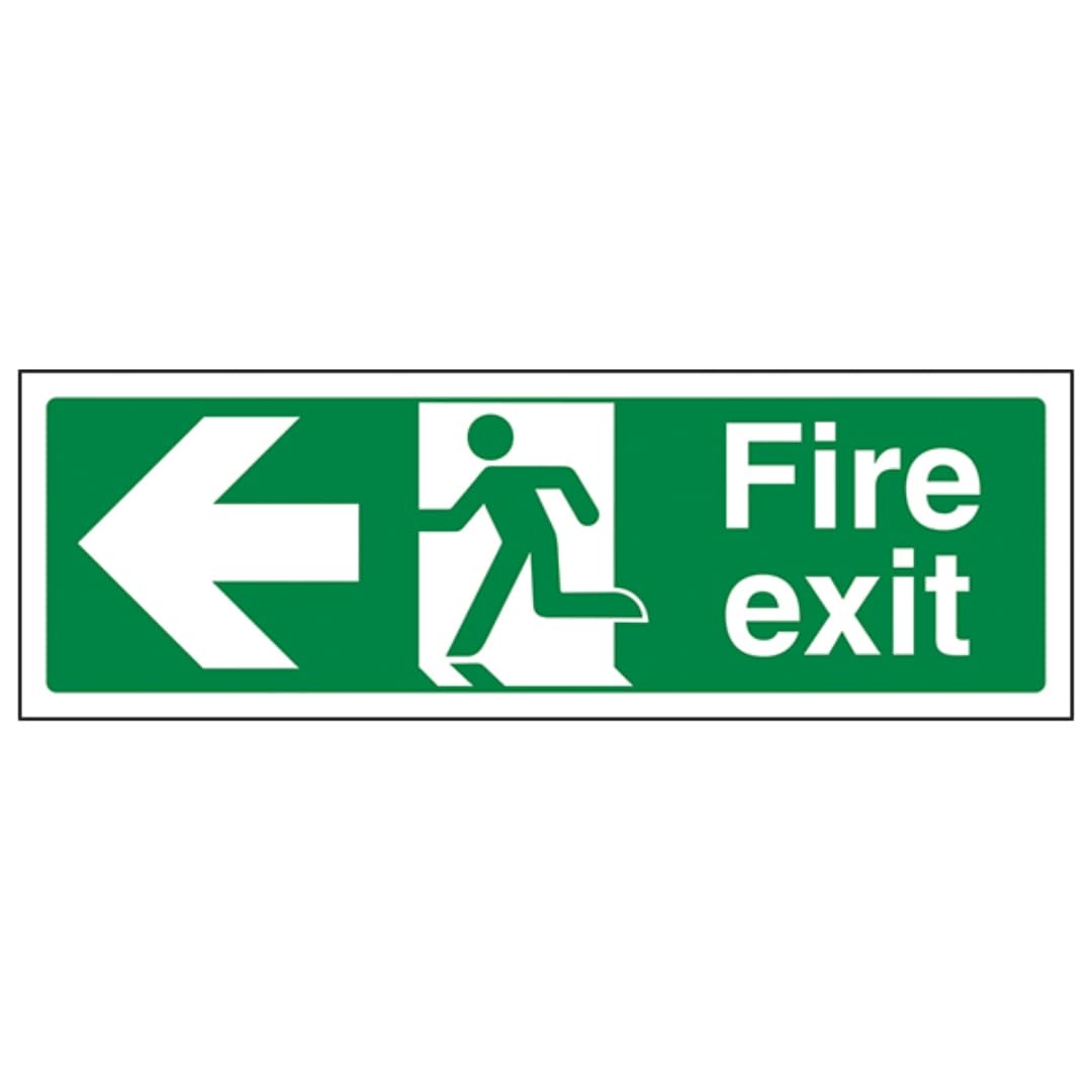 V Safety Eco Friendly Fire Exit - Fire Exit Arrow Left - 300 x 100 mm Safety Sign