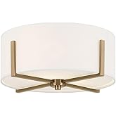 Kichler Malen 52593CPZ Flush Mount 2-Light 15.5˝ with White Fabric Shade in Champagne Bronze