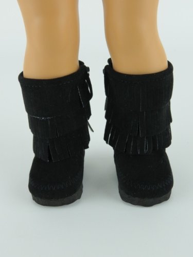Black Fringe Boots | Fits 18" American Girl Dolls, Madame Alexander, Our Generation, etc. | 18 Inch Doll Clothes