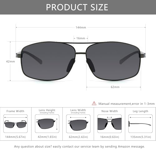 SUNGAIT Ultra Lightweight Rectangular Polarized Sunglasses Men UV400 Protection