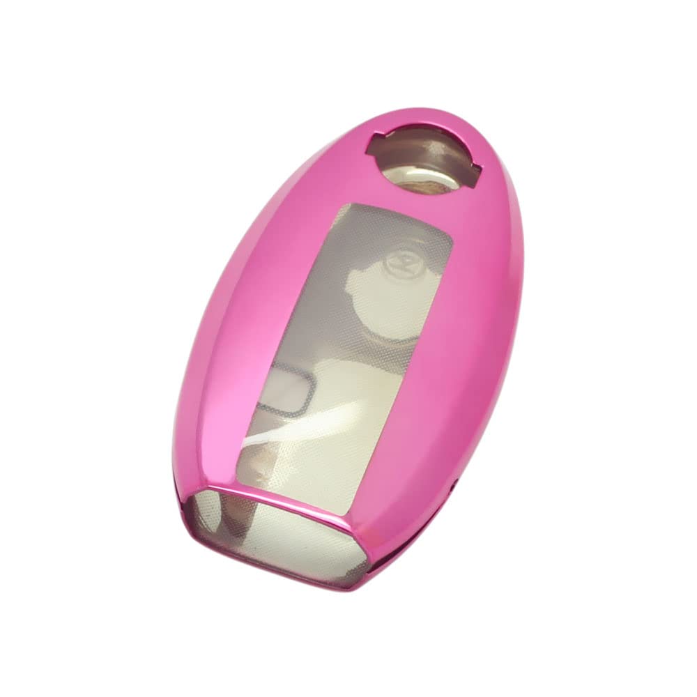 BROVACS Soft TPU Case Shell Cover Protector Holder Compatible with NISSAN Altima Armada Maxima Murano Pathfinder Rogue Smart Remote Key Fob 2 3 4 5 6 Button SV9504 Pink