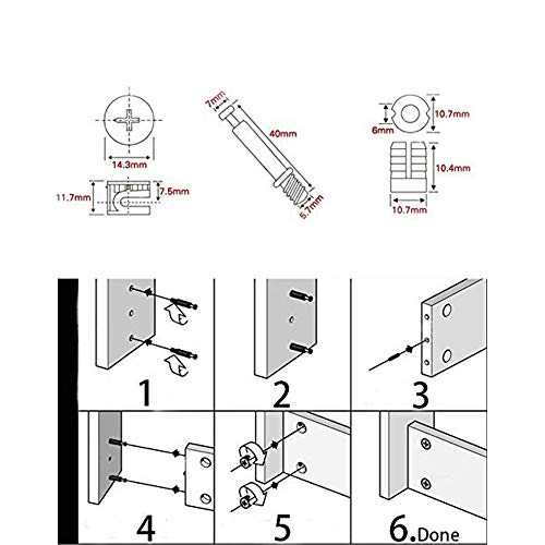 Luckycivia 50 Sets Cam Fitting with Dowel 3in1 Hardware Connectors