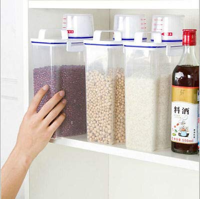 JISETY 2.5L Kitchen Cereal Grain Bean Rice Plastic Food Storage Container Box Bottles
