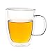 Double Walled Glass Coffee Mugs, 16 Ounce Drinking Glasses (4 Pack)