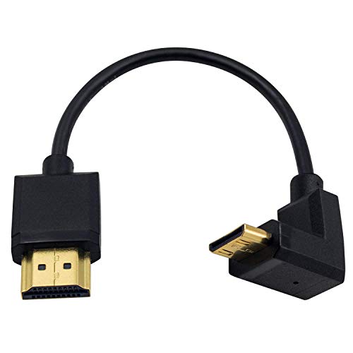 Duttek Mini HDMI to Standard HDMI Cable, HDMI to Mini HDMI Cable, Ultra-Thin UP Angled 90 Degree Mini HDMI Male to HDMI Male Cable Support 4K Ultra HD, 1080p, 3D(HDMI 2.0) (15cm/6 inch)